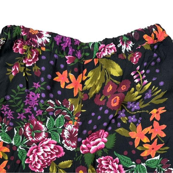 Zara Floral Printed Wide Leg Pull On Culottes Size L - Picture 5 of 8